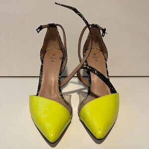 Call It Spring Maryam Heels Size 10 – Neon Yellow Snake Print, Used with Box